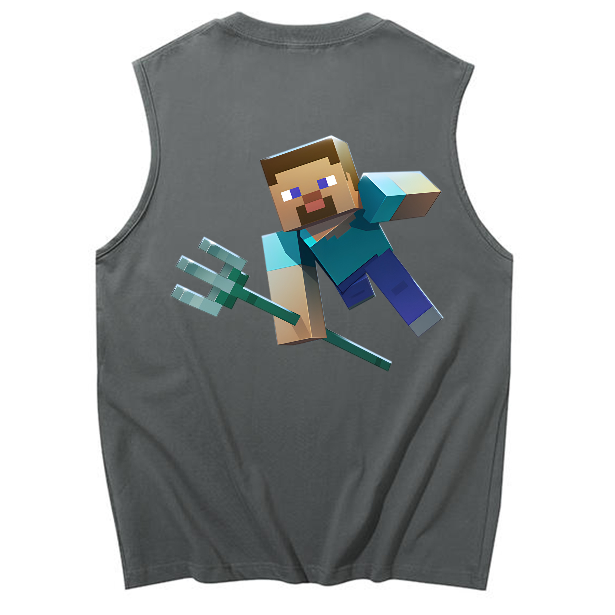 （画像用） マインクラフト ブロックの世界 Minecraft MC Block world コットン100％タンクトップ（背面プリント）